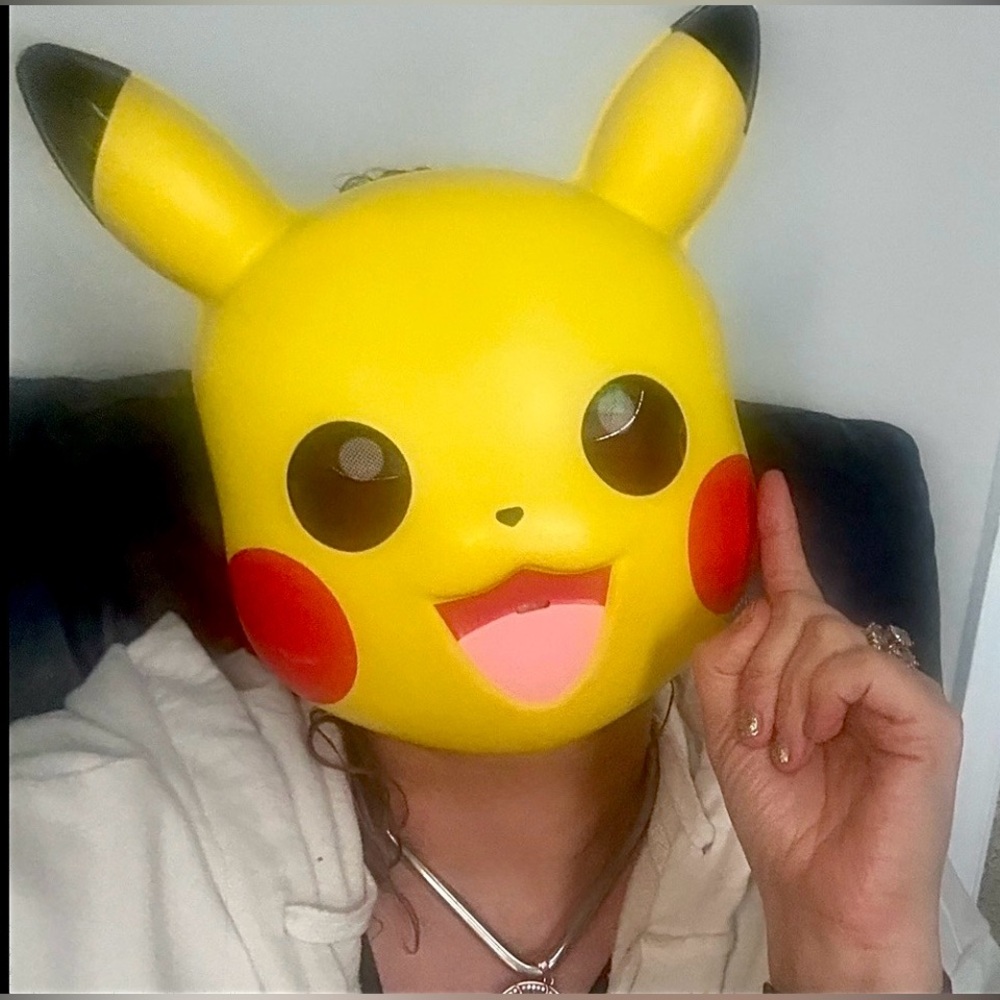 Pikachu Costume Mask - Bright Yellow Pokémon Face